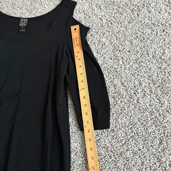 Clara Sunwoo Women's M Black Cold Shoulder Tunic Dress 3/4 Sleeve - Picture 9 of 11